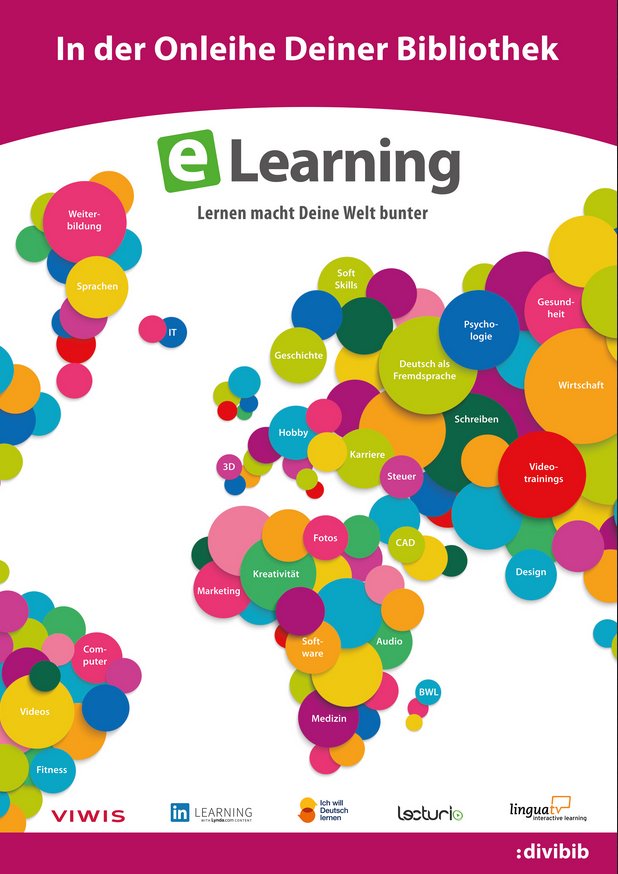 Werbeplakat "E-Learning in der Onleihe"
